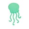 Funny hand made illustration of bright colorful jellyfish.