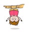 Funny Hanging Pose - Cute Cartoon Fat Kid Illustration