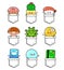 Funny happy characters in your pocket set. Vector hand drawn cartoon kawaii character illustration. Donut cactus, sushi