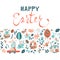 Funny Happy Easter eggs hunt greeting card cartoon style design