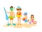 Funny happy family on the beach isolated