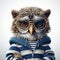 Funny And Happy Owl Wearing Glasses: Urban Style Illustrator Illustrations