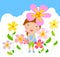 Funny happy smiling girl with flower