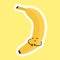 Funny happy yellow banana sticker with Kawaii cute face
