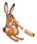 Funny hare is playing with the didgeridoo