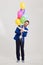 Funny harlecuin with balloons