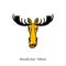 Funny head wild moose yellow