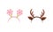 Funny Headbands with Flowers and Deer Antlers Vector Set