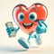 Funny heart cartoon. Concept of love and passion. Valentine Day. AI generated