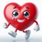 Funny heart cartoon. Concept of love and passion. Valentine Day. AI generated