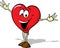 Funny heart cartoon standing with open arms