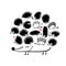 Funny hedgehog family, black silhouette for your design