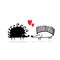 Funny hedgehogs in love, black silhouette for your design