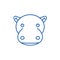 Funny hippo line icon concept. Funny hippo flat  vector symbol, sign, outline illustration.