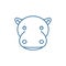 Funny hippo line icon concept. Funny hippo flat  vector symbol, sign, outline illustration.