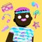 Funny hipster African boy avatar. Sporty active style. 3d creative fashion minimalist character design. 90s party vibes