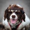 Funny hipster dog wearing sunglasses