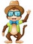 Funny hipster monkey waving