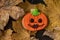 Funny homemade Halloween cookies jack o lantern pumpkin. Happy Halloween