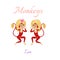 Funny horoscope with cute monkeys. Zodiac signs. Leo.