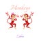 Funny horoscope with cute monkeys. Zodiac signs. Libra.