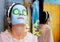 Funny housewife beauty green clay mask