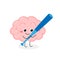 Funny human brain character with baseball bat