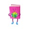 Funny humanized pink book character holding gift box cartoon vector Illustration