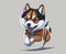 Funny husky puppy. Generative Ai