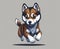 Funny husky puppy. Generative Ai