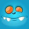 Funny Hypnotized Cartoon Monster Face. Vector blue scary monster illustration