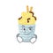Funny ice cream banana rolls mascot character showing confident gesture