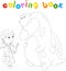 Funny ill dragon on white. Coloring book for kids