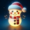 Funny illuminated snowman cartoon. Snow time. AI generated