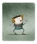 Funny illustration of a mime with white painted face and striped t-shirt gesturing