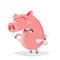 Funny illustration of a poor cartoon pig