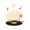 Funny illustration of sheep dancing on vinyl record