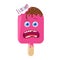 Funny illustration with strawberry or berry ice cream. Screaming cartoon character. Vector. Summer theme.