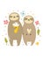 Funny illustration of two sloths in love.