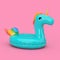 Funny Inflatable Blue Unicorn Ring for Summer Pool in Duotone Style. 3d Rendering