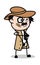 Funny Injured Face - Retro Cartoon Police Agent Detective Vector Illustration