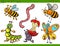 Funny insects characters set cartoon illustration