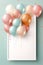 Funny invitation card with balloons, for children\\\'s parties or other uses. AI generated