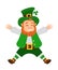 Funny Irish fantastic character, leprechaun laughs bouncing up.