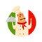 Funny italian chef with a moustache holding a silver platter.