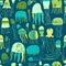 Funny jellyfishes, seamless pattern for your design