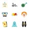 Funny joke icons set, flat style