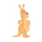 Funny Kangaroo Marsupial Animal with Baby Ears Sticking Out from Pouch Vector Illustration