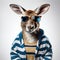 Funny Kangaroo In Sunglasses And Striped Shirt: A Groovy Mash-up