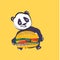 Funny kawaii burger with panda head instead of buns. Vector illustration.